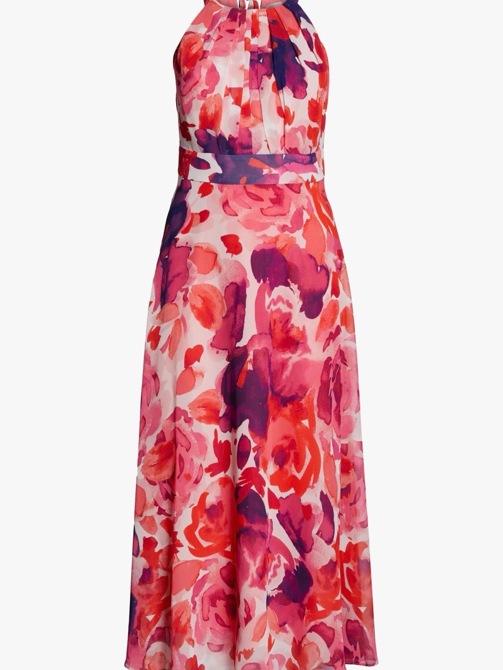 Eliza J Sleeveless Halter Neck Floral Print Chiffon A-line Maxi Dress 12P